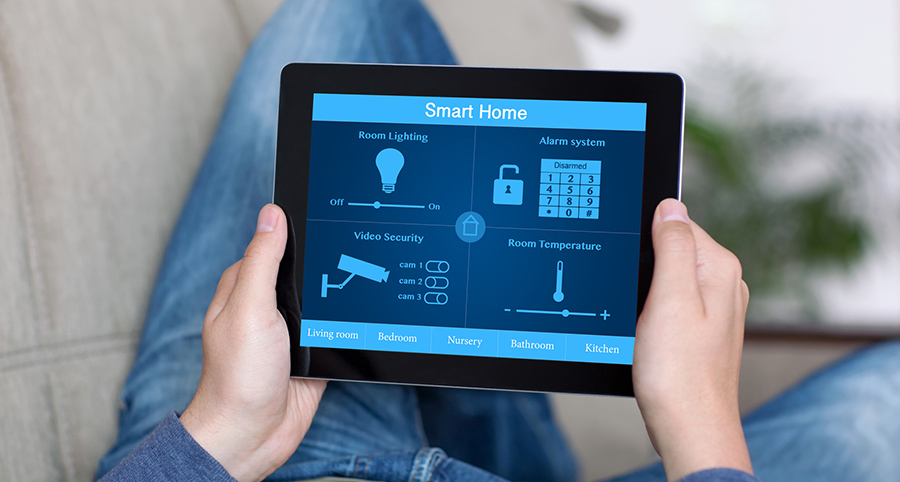The ability to access and control security components from a mobile device is one of the top smart home trends in El Paso. Close-up of smart home security app.